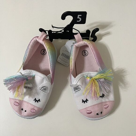 Wonder Nation Unicorn Slip-on Sneakers Rainbow Glitter Toddler Girls Shoes SZ 5 - Picture 1 of 9